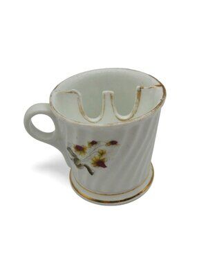 Shaving Mug Floral Design Porcelain Yellow Flowers German Vintage